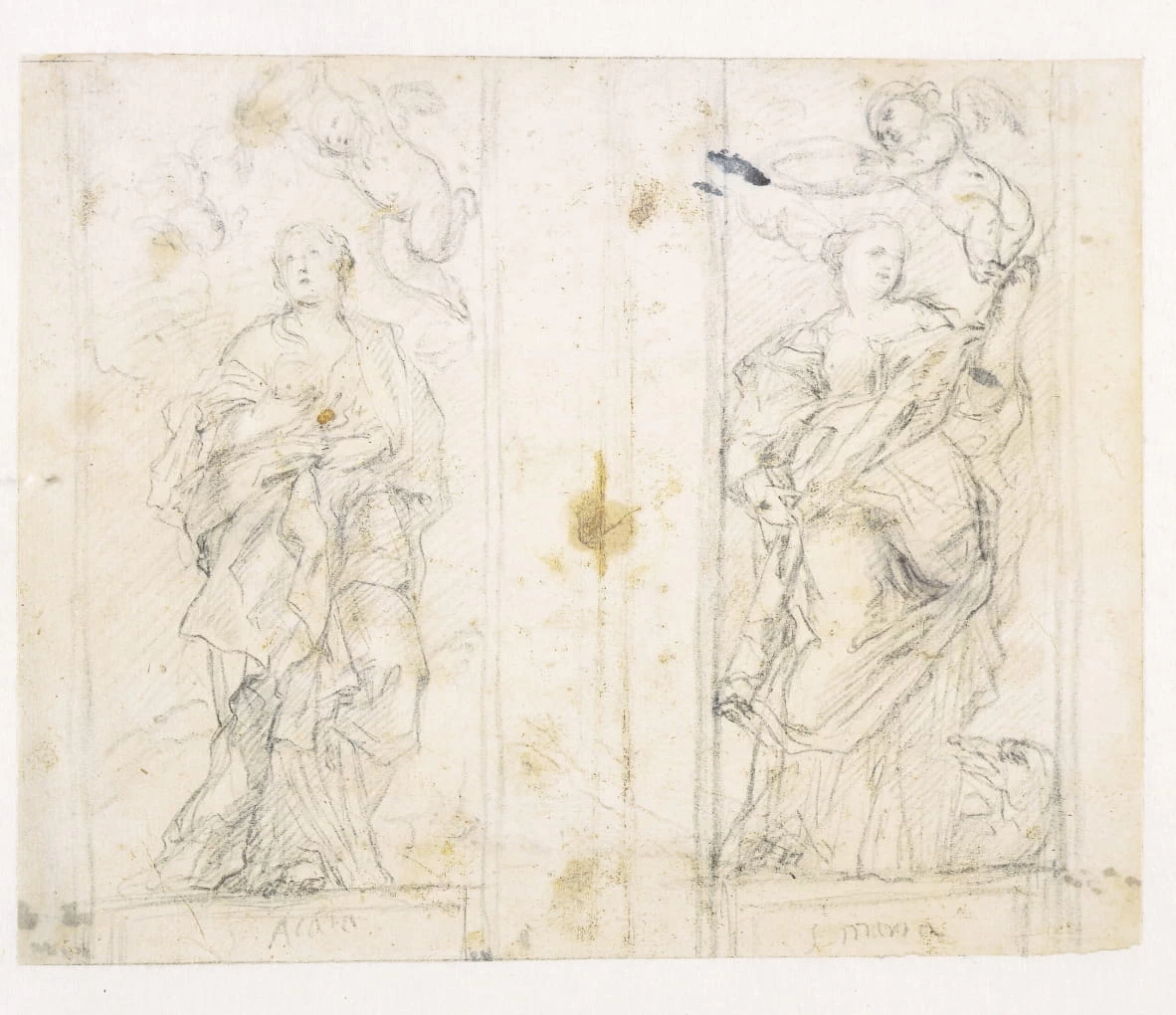 Domenico Zampieri detto Domenichino - 224, Due nicchie con le figure stanti delle sante Agata e Margherita incoronate da putti, Statens Museum for Kunst